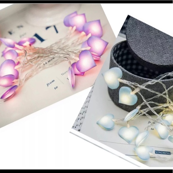 Led heart string Lights cute love home room decor pink blue wall decoration - Picture 11 of 12